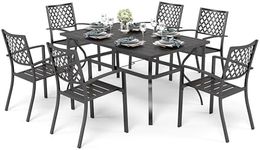 PHIVILLA Garden Table and Chairs Set of 6 Garden Furniture Sets Patio Table with 6 Garden Chairs Metal Outdoor Bistro Garden Furniture Sets for Deck, Yard, Balcony Weather-resistant