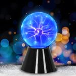 Pheashine Plasma Ball 5 inch, Touch Sensitive & Sound Activated Plasma Lamp Glass Lightning Globe Light, Scientific Magic Plasma Light for Kids,Christmas Decor,Desk Decoration