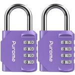 Puroma 2 Pack Combination Lock 4 Digit Locker Lock Outdoor Waterproof Padlock for School Gym Locker, Sports Locker, Fence, Toolbox, Gate, Case, Hasp Storage (Purple)