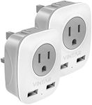 2 Pack Canada to UK Plug Adapter, VINTAR UK Ireland Travel Plug Adapter with 2 USB Ports and 2 American Outlets, 4 in 1 International Power Adaptor for England Singapore Dubai Hongkong (Type G)