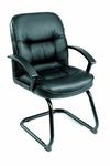 Boss Office Products Chairs Guest Seating, Leather, Black, 28.5" D x 27" W x 38" H