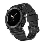 KONAFEI Compatible With Google Pixel Watch 3 41 mm/Pixel Watch 2/1 Case, Sport Replacement Strap Bulid-in Rugged Protective Cover Accessories for Men Women, Black