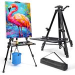 VAIIGO Easel Stand for Painting Artist Easel Stand Adjustable Height 20" to 61" Metal Tripod Art Easels Stand for Painting Canvases Tabletop Floor Art Easel Stand with Tray, Bag, Folding Keg, Black