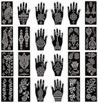 Xmasir Pack of 24 Sheets Henna Tattoo Stencil Kit/Temporary Tattoo Templates,Self-Adhesive Indian Arabian Tattoo Sticker for Body Paint New Designs