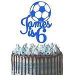 Personalised with Any Name Any Age Football Lovers Cake Topper for Son Daddy Custom Happy Birthday Cake Decoration Multicolour Glitter Card 6th 8th 10th 13 16 18 21 30 40 50 60 (Royal blue)