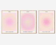 Adyggefy 3 Piece Pink Gradient Aura Spiritual Canvas Wall Art Trippy Positive Affirmations Room Aesthetic Posters Minimalist Open Mind Body Soul Energy Quotes Prints Paintings 12x16in Unframed