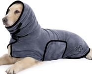 PETTOM Dog Drying Coat, Adjustable Dog Drying Robe Super Absorbent For Small Dogs Puppy Cats, Super Soft Dogs Bathrobe Quick Drying After Bath Beach Pool (Grey, XS)