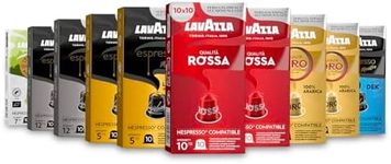 Lavazza, Variety Pack, 100 Aluminium Capsules Compatible with Nespresso Original Machines, Espresso Maestro Ristretto, Espresso Maestro Lungo, Qualità Oro, Qualità Rossa, Tierra, Espresso Maestro Dek