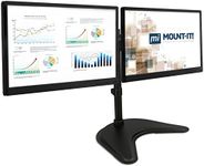 Mount-It! Free Standing Dual Monitor Stand | Double Monitor Desk Mount | Fits Two x 19 20 21 22 23 24 27 Inch Computer Screens | 2 Heavy Duty Height Adjustable Arms | VESA Compatible 75 100