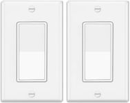 ELECTECK 2 Pack Single Pole Rocker Light Switch, 15A 120/277V, Wallplate Included, UL Certified