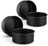 LIANYU 6 inch Cake Pans for Baking, Round Cake Pan Set of 4, Nonstick Stainless Steel Baking Tin Bakeware for Birthday Wedding Party, Non Toxic Coating, 3 Inch Deep, Black