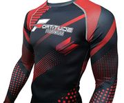 Fortitude Fightwear Long Sleeve MMA Rash Guard | No Gi BJJ RashGuard for Brazilian Jiu Jitsu & Mixed Martial Arts | Compression Shirt Base Layer (Red, Extra Large)