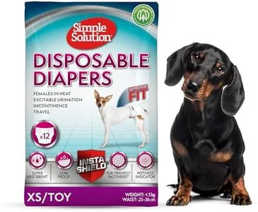 Simple Solution True Fit Disposable Dog Diapers for Female Dogs, Super Absorbent with Wetness Indicator Adjustable Fur Friendly Fasteners for Comfortable Fit, XS Size 23-36cm (12 Pack)