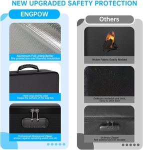 ENGPOW Fireproof Document Storage Box with Lock – 13 Pockets, A4, Waterproof