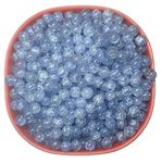 Goonmala Crackle Glass Crystal Beads for Jewelry Making 8mm Round (Blue)