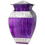 NANIURN Purple Texture Square Engraved Funeral Cremation Urns for Human Ashes Adult Female, Hand Painted Large Sized Urns, Display at Home or Niche at Columbarium, Aluminum Urns for Women & Men - Big