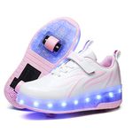 Boys and Girls LED Roller Skates Shoes with Double Wheels Trainers Technical Retractable Skateboarding Shoes for Kids Light up Shiny Luminous Sneakers Best Gift for Party Birthday Christmas Day