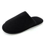 ofoot Mens Indoor Memory Foam Cotton Scuff Slippers Slip On Summer House Shoes Flats Breathable Lightweight Washable Non Skid Rubber Soles(Black,US 12-13)