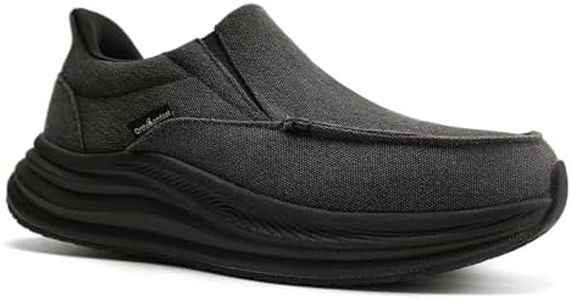 Men's Orthopedic Casual Shoes: Plantar Fasciitis Heel Spur Flat Feet Neuropathy High Arch Supportive Sneakers, Cushioned Vintage Outdoor Travel Driving Canvas Loafers Black Size 11.5