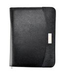 Arpan A5 Zipped Business Executive Conference Folder with Calculator & Pad Ring Binder Portfolio - Black