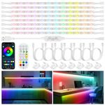 Under Cabinet LED Lighting kit, 8 Pcs Flexible Color Changing LED Strip Lights with APP & RF Remote, Dimmable Music Sync TV Backdrop Light, USB Under Cabinet Lights for Bookcases,Counter,Showcase-13ft