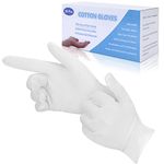 Cotton Gloves, 30 Pcs White Cotton Gloves for Eczema, Washable Shrink Resistant Cotton Gloves for Men and Women, Stretchable Breathable Cloth Gloves