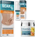 Scar Gel, Scar Sheets & Hibiscus and Honey Cream - Advanced Post Surgery Supplies - Surgery Scars Removal Treatment - Skin Tightening for Neck & Face - Wrinkles & Fine Lines Reducer