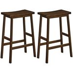 HOOBRO Bar Stool Set of 2, Bamboo Bar Chairs, 66 cm Kitchen Counter Stools with Footrest, Saddle Stools, for Living Room, Dining Room, Party Room, Industrial Style, Mocha MA03MD01G2