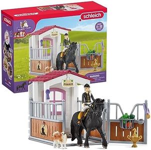 Schleich Horse Club, Horse Gifts for Girls and Boys, Horse Stall with Tori and Princess Horse Toy, 15 Pieces (42437)