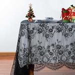 ShinyBeauty Lace Tablecloth Black Tablecloth 60x120-Inch Vintage Tablecloth Elegant Floral Table Cloth Black Lace Pattern Table Cloths Unique Party Tablecloth Embroidered Tablecloth for Wedding