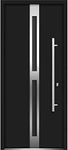 Front Exterior Prehung Glass Steel Door/Deux 1755 Black Enamel/Lite and Stainless Inserts Single Modern Painted (36 x 80 Left -Hand)