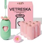 VETRESKA Dog Poop Bags with Dispenser, Lavender Scented, Guaranteed Leak Proof and Extra Thick Pet Waste Bags for Walking Dog and Cats Litter, 1 Bag Holder and 105 Bags (7 Refill Rolls)