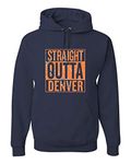 Wild Bobby Straight Outta Denver DEN Fan | Fantasy Football | Mens Sports Sweatshirt Graphic Hoodie, Navy, Small