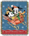 Disney's Mickey Mouse, Sleigh Ride Woven Tapestry Throw Blanket, 48" x 60", Multi Color