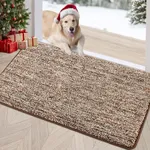 REFETONE Indoor Doormat, Front Door Mat 36"x59" Absorbent Rubber Backing Non Slip Door Mats, Washable Low-Profile Inside Floor Mat Door Rugs for Entryway, Resist Dirt Mud Mat for Dogs, Coffee/Brown