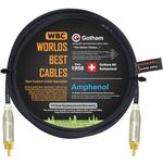 6 Foot - Gotham GAC-4/1 (Black) Star-Quad Center-Channel Subwoofer Cable with Amphenol ACPR-SWH Die-Cast, Gold Plated RCA Connectors – Directional