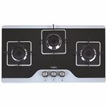 Whirlpool 3 Burner Heavy Duty Forged Brass Gas Stove with Rust Free Body (Grandiosa Ultra 753 Ct)- Manual Ignition, Black