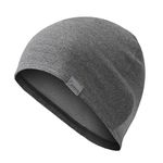 Oscenny Running Cap Super Lightweight Soft Warm Only 1mm Thickness Beanie Cap Thermal Fleece for Running Ski Cycling Skull Moto Sports Cap for Men and Women Autumn Winter (Grey)