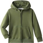 Dybker Boys Girls Hoodie Hooded Sweatshirts Solid Fleece Hoodies Classic Full Zipper Plush Cotton, Olive, 13-14 Years