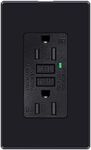 Black GFCI Outlet 15 Amp,KCMYTONER Black GFI Electrical Outlet, Black Ground Fault Receptacle Outlet Weather Resistant 125 Volt,with Decorator Screwless GFCI Plate,ETL Listed, Black GFI