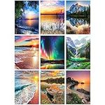 9 Pack Landscape Diamond Painting Kits for Adults-Scenery Diamond Art Kits for Adults, Beach Lake Gem Art Kits for Adults for Gift Home Wall Decor(9 Pack,12x16inch)