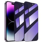 SOOPUR [2 Pack] Blue-Light Blocking Privacy Screen Protector for iPhone 14 Pro Max, Anti-Spy Anti-Blue Light Eye Protection Tempered Glass Film 6.7'', Scratch Resistant, Edge to Edge Full Coverage