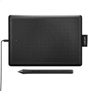 One by Wacom Small Graphics Drawing Tablet 8.3 x 5.7 Inches, Portable Versatile for Students and Creators, Ergonomic 2048 Pressure Sensitive Pen Included, Compatible with Chromebook Mac and Windows