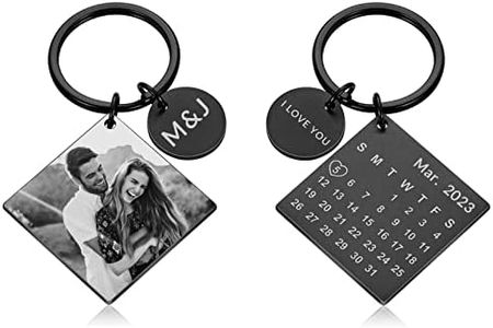 Buaodam Porte Clef Personnalisable avec Gravé Date Photo et Texte, Porte Clef Personnalisé Amour Cadeau pour Anniversaire pour Homme Femme Couple Petit Ami Père Famille Anniversaire