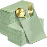 Seajan 120 Pack 2 Ply Cocktail Napkins Disposable Sage Green Paper Napkins Soft Linen Beverage Dessert Napkins Guest Hand Towels for Dinner Wedding Birthday Party Bridal Anniversary Reception Event