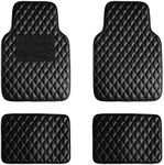 FH Group Faux Leather Floor Mats for Cars - Universal Fit Automotive Floor Mats - All Purpose Car Floor Mats - PU Leather Protector Mat - Ideal for Most Sedan, SUV, Truck Floor Mats - Black