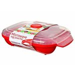 Sistema 1150 Microwave Egg Poacher | Up to 4 Eggs | Leakproof Egg Poacher Cups with Lid | BPA-Free | Red