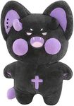 PEACH CAT Cute Cat Plush Pillow Kitten Plushie Devil Cat Stuffed Animal for Kids Black and Purple 15.7"