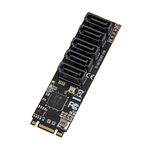 Internal 5 Port Non-Raid Sata III 6GB/S M.2 B+M Key Adapter Card for Desktop PC Support SSD and HDD. Jmb585 Chipset