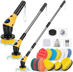 Brosse Electrique Nettoyage Rotative, Brosse de Nettoyage Electrique avec 17 Têtes de Brosse et Poignée Réglabl, Brosse Nettoyage Salle de Bain, pour Carrelage, Sol, Cuisine, Voiture
